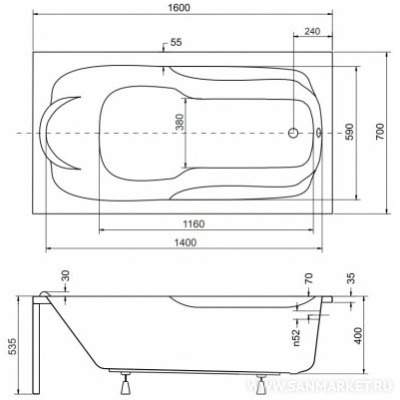 Ванна BESCO BONA 160x70 (вид 3) Ванна BESCO BONA 160x70 (фото, вид 3)