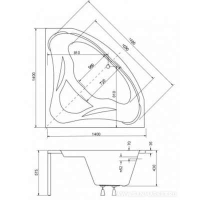 Ванна BESCO MIA 140x140 (вид 2) Ванна BESCO MIA 140x140 (фото, вид 2)