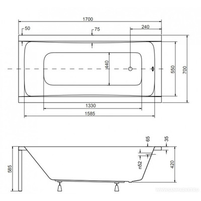 Ванна BESCO OPTIMA 170x70 (вид 3) Ванна BESCO OPTIMA 170x70 (фото, вид 3)