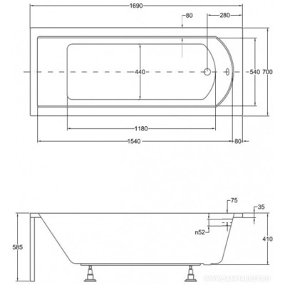 Ванна BESCO SHEA 170x70 (вид 2) Ванна BESCO SHEA 170x70 (фото, вид 2)