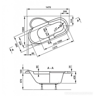 VAGNERPLAST SELENA 147 R 147x100 BIANCO (,  2)