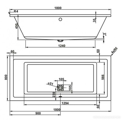  VAGNERPLAST BLANCA NT 175x85 BIANCO (,  2)