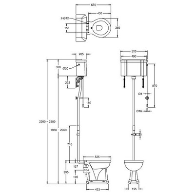 Унитаз Burlington P2+C5+T30 CHR (вид 1) Унитаз Burlington P2+C5+T30 CHR (фото, вид 1)