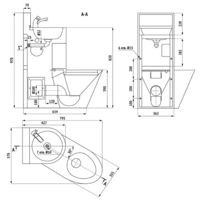 Унитаз OCEANUS 1-004.1 (вид 1) Унитаз OCEANUS 1-004.1 (фото, вид 1)