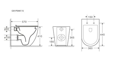 Унитаз приставной Grossman GR-PR4411S (вид 2) Унитаз приставной Grossman GR-PR4411S (фото, вид 2)