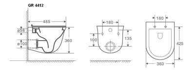Унитаз Grossman GR-4412MS матовый с тонкой крышкой (вид 4) Унитаз Grossman GR-4412MS матовый с тонкой крышкой (фото, вид 4)