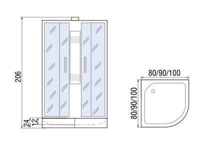МОНОМАХ Б/К 100/24 С МЗ Душевая кабина с поддоном (вид 5) МОНОМАХ Б/К 100/24 С МЗ Душевая кабина с поддоном (фото, вид 5)