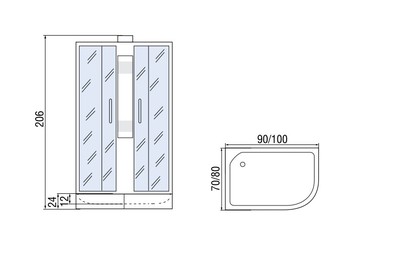 МОНОМАХ Б/К 100/80/24 МЗ L Душевая кабина с поддоном (вид 3) МОНОМАХ Б/К 100/80/24 МЗ L Душевая кабина с поддоном (фото, вид 3)
