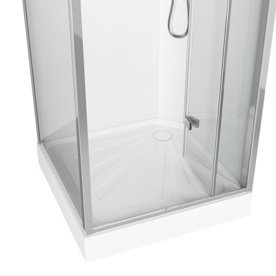 BELLA901T (90*90*215-225) Душевая кабина без крыши, квадратный низкий поддон, центральная панель, тропический душ, ручной душ, полочка, прозрачное переднее стекло 5 мм, прозрачное боковое стекло 6 мм,сверхпрозрачное заднее белое стекло 5 мм, сифон, дверь (вид 2) BELLA901T (90*90*215-225) Душевая кабина без крыши, квадратный низкий поддон, центральная панель, тропический душ, ручной душ, полочка, прозрачное переднее стекло 5 мм, прозрачное боковое стекло 6 мм,сверхпрозрачное заднее белое стекло 5 мм, сифон, дверь (фото, вид 2)