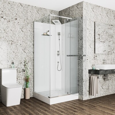 MiMi901T (90*90*215-225) Душевая кабина без крыши, квадратный низкий поддон, центральная панель, тропический душ, ручной душ, полочка,прозрачное переднее стекло 6 мм, боковое прозрачное стекло 6 мм, сверхпрозрачное заднее стекло 5 мм с белой окраской, сиф (вид 6) MiMi901T (90*90*215-225) Душевая кабина без крыши, квадратный низкий поддон, центральная панель, тропический душ, ручной душ, полочка,прозрачное переднее стекло 6 мм, боковое прозрачное стекло 6 мм, сверхпрозрачное заднее стекло 5 мм с белой окраской, сиф (фото, вид 6)