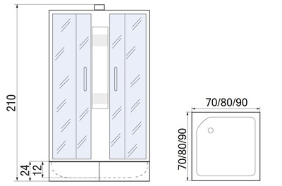 МОНОМАХ Б/К 70/24 S МЗ Душевая кабина с поддоном (вид 1) МОНОМАХ Б/К 70/24 S МЗ Душевая кабина с поддоном (фото, вид 1)