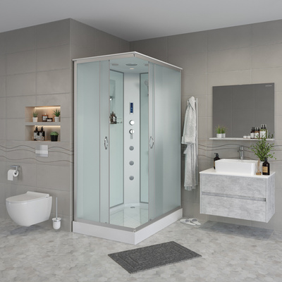 Душ.каб. NG-43295-14QF (1200х900х2150) низкий поддон(13см) стекло МАТОВОЕ 3 места (вид 2) Душ.каб. NG-43295-14QF (1200х900х2150) низкий поддон(13см) стекло МАТОВОЕ 3 места (фото, вид 2)