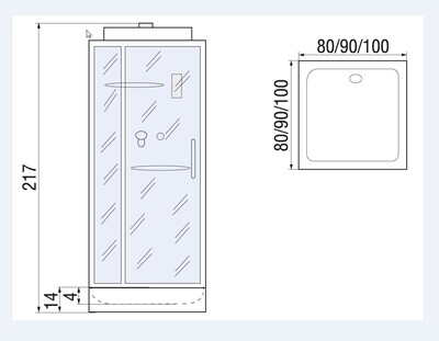 TANA 90 Душевая кабина с поддоном (вид 1) TANA 90 Душевая кабина с поддоном (фото, вид 1)