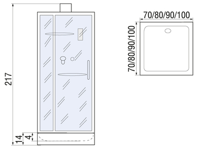 TANA Б/К 100 Душевая кабина с поддоном (вид 2) TANA Б/К 100 Душевая кабина с поддоном (фото, вид 2)
