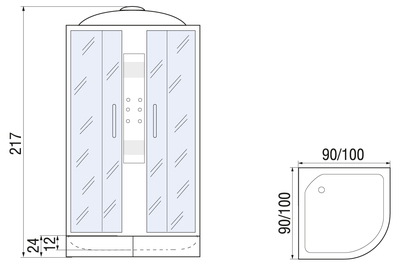 TEMZA 90/24 MT Душевая кабина с поддоном (вид 1) TEMZA 90/24 MT Душевая кабина с поддоном (фото, вид 1)