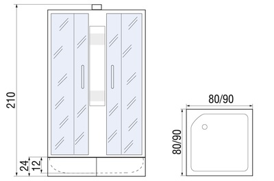 NEVA Б/К 80/24 MT Душевая кабина с поддоном (вид 1) NEVA Б/К 80/24 MT Душевая кабина с поддоном (фото, вид 1)