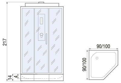 PENTA 90 Душевая кабина с поддоном (вид 1) PENTA 90 Душевая кабина с поддоном (фото, вид 1)
