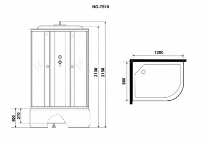 Душ.каб. Niagara Eco E120/80/40R/TN (1200х800х2150) 4 места (вид 2) Душ.каб. Niagara Eco E120/80/40R/TN (1200х800х2150) 4 места (фото, вид 2)