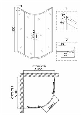   Niagara Nova NG-6886-08 BLACK (80*80*195) ,  , 1  (,  2)