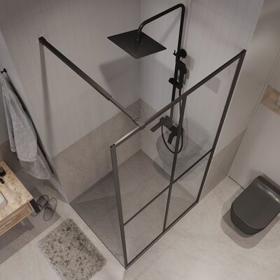 Душевая перегородка Niagara Nova NG-686-12BLACK (120*195) черный матовый, стекло прозрачное с рисунком,1 место (вид 3) Душевая перегородка Niagara Nova NG-686-12BLACK (120*195) черный матовый, стекло прозрачное с рисунком,1 место (фото, вид 3)