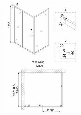 Боковая стенка Niagara Nova NG-A90B (90х195) 1 место (вид 4) Боковая стенка Niagara Nova NG-A90B (90х195) 1 место (фото, вид 4)