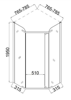 Душевой уголок Taliente TA-08083-1CP 80*80*195см (вид 3) Душевой уголок Taliente TA-08083-1CP 80*80*195см (фото, вид 3)