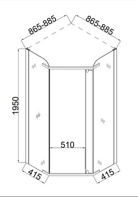Душевой уголок Taliente TA-09093-1CB 90*90*195см (вид 3) Душевой уголок Taliente TA-09093-1CB 90*90*195см (фото, вид 3)