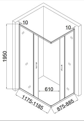 Душевой уголок Taliente TA-09120-1CP 120*90*195см (вид 2) Душевой уголок Taliente TA-09120-1CP 120*90*195см (фото, вид 2)