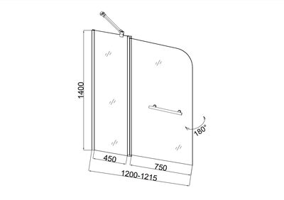 Душевая шторка на ванну Taliente TA-1214CB 120*140см (вид 2) Душевая шторка на ванну Taliente TA-1214CB 120*140см (фото, вид 2)