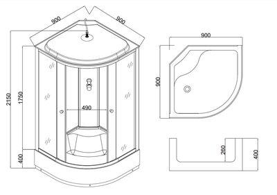 Душевая кабина без гидромассажа Taliente TA-9090G 90*90*215см (вид 1) Душевая кабина без гидромассажа Taliente TA-9090G 90*90*215см (фото, вид 1)