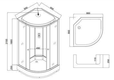 Душевая кабина без гидромассажа Taliente TA-9091M 90*90*215см (вид 1) Душевая кабина без гидромассажа Taliente TA-9091M 90*90*215см (фото, вид 1)