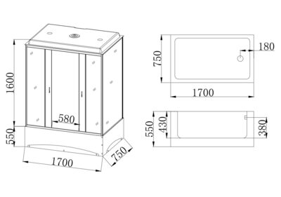 Душевой бокс без гидромассажа Taliente TA-17075G 170*75*215см (вид 5) Душевой бокс без гидромассажа Taliente TA-17075G 170*75*215см (фото, вид 5)