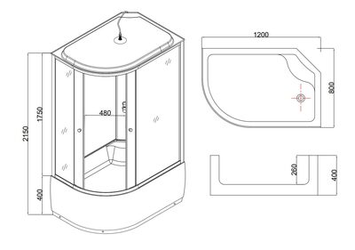 Душевая кабина без гидромассажа Taliente TA-12080M(R) 120*80*215см (вид 3) Душевая кабина без гидромассажа Taliente TA-12080M(R) 120*80*215см (фото, вид 3)