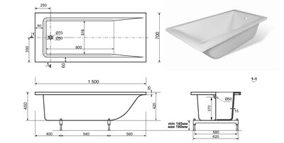 Ванна Taliente Egoista 1500x700 (вид 4) Ванна Taliente Egoista 1500x700 (фото, вид 4)