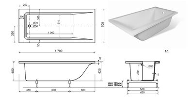 Ванна Taliente Egoista 1700x700 (вид 4) Ванна Taliente Egoista 1700x700 (фото, вид 4)