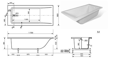 Ванна Taliente Egoista 1700x800 (вид 4) Ванна Taliente Egoista 1700x800 (фото, вид 4)
