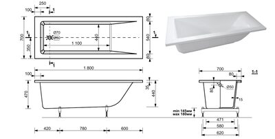 Ванна Taliente Egoista 1800x700 (вид 4) Ванна Taliente Egoista 1800x700 (фото, вид 4)