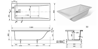 Ванна Taliente Egoista 1800x800 (вид 4) Ванна Taliente Egoista 1800x800 (фото, вид 4)