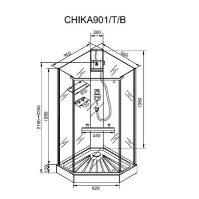 Душевая кабина без крыши Cerutti SPA CHIKA901B (90x90x215-225) (вид 2) Душевая кабина без крыши Cerutti SPA CHIKA901B (90x90x215-225) (фото, вид 2)
