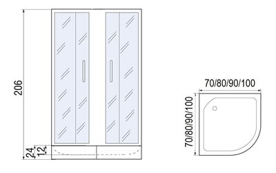 Душевое ограждение Мономах ДУ 70/180 МЗ 700*700*1800 полукруглое (вид 1) Душевое ограждение Мономах ДУ 70/180 МЗ 700*700*1800 полукруглое (фото, вид 1)
