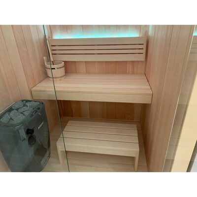 Финская сауна Frank F802 (печь СФЕРА с ПУ 4 кВт+40 кг камней КВАРЦ белые) 1 полка ширина 120 см Кедр (вид 2) Финская сауна Frank F802 (печь СФЕРА с ПУ 4 кВт+40 кг камней КВАРЦ белые) 1 полка ширина 120 см Кедр (фото, вид 2)