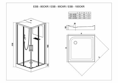 Душевая кабина Esbano ESB-100CKR (вид 2) Душевая кабина Esbano ESB-100CKR (фото, вид 2)
