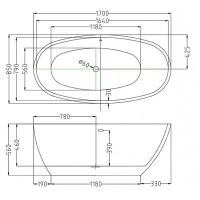 Ванна Esbano Sophia (white) 1700x850x560 (вид 2) Ванна Esbano Sophia (white) 1700x850x560 (фото, вид 2)
