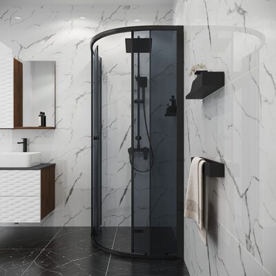 Душевое ограждение Niagara Eco NG-1007-14T (90х90х190) четверть круга,раздвижное,черный,стекло тонированное,1 место (вид 3) Душевое ограждение Niagara Eco NG-1007-14T (90х90х190) четверть круга,раздвижное,черный,стекло тонированное,1 место (фото, вид 3)