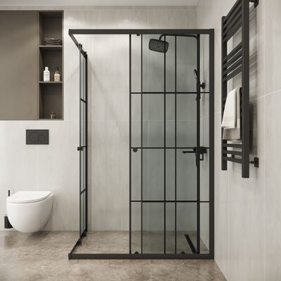 Душевое ограждение Niagara Eco NG-1012-14QKL (120х80х190) прямоугольник,черный,раздвижное,стекло клетка,1 место (вид 3) Душевое ограждение Niagara Eco NG-1012-14QKL (120х80х190) прямоугольник,черный,раздвижное,стекло клетка,1 место (фото, вид 3)