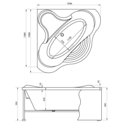 Ванна Aquanet Margarita 150x150 (вид 5) Ванна Aquanet Margarita 150x150 (фото, вид 5)