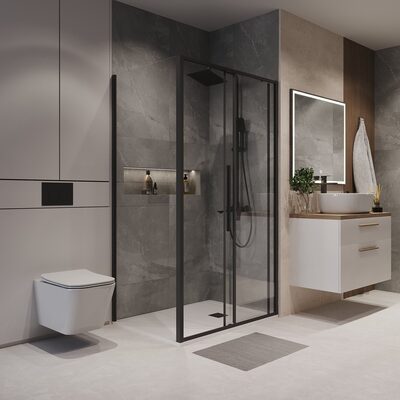 Боковая стенка Niagara Nova NG-A90B-34 (90*195) черный матовый, стекло прозрачное, 1 место Боковая стенка Niagara Nova NG-A90B-34 (90*195) черный матовый, стекло прозрачное, 1 место (фото)