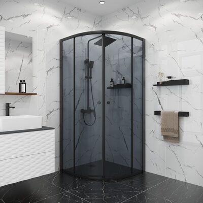 Душевое ограждение Niagara Eco NG-1007-14T (90х90х190) четверть круга,раздвижное,черный,стекло тонированное,1 место Душевое ограждение Niagara Eco NG-1007-14T (90х90х190) четверть круга,раздвижное,черный,стекло тонированное,1 место (фото)